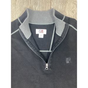 Cutter And buck M 1/4 Zip Sweater Black Gray Men’s‎ Pullover Shirt